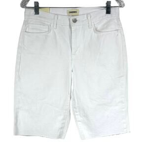 L'AGENCE NWT Taylor High Rise Denim Shorts Blanc White Size 26 Raw Hem Cotton